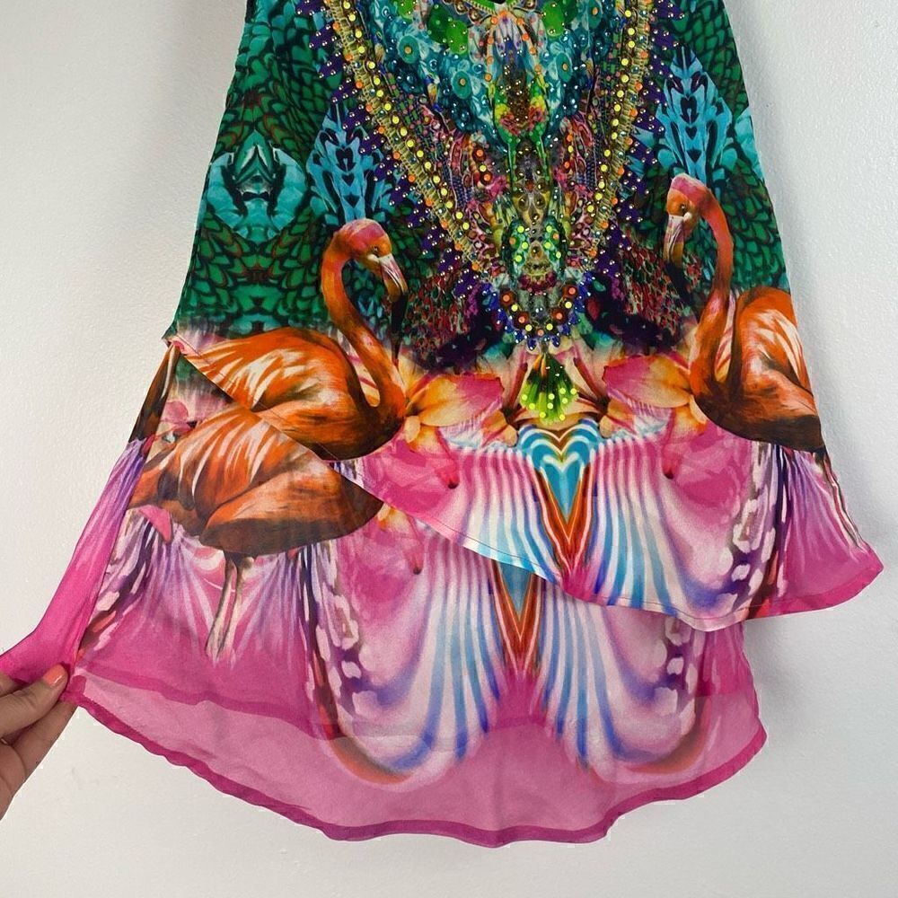 Camilla Awakened Utopia Flamingo Layered Silk Top Size 1 - Picture 10 of 14